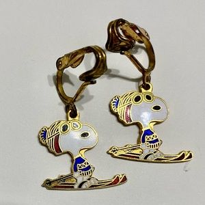 Ski Snoopy Vintage Earrings
